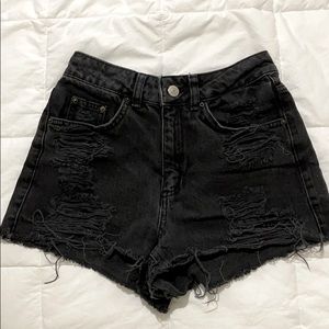 Topshop Moto Mom Shorts - Black